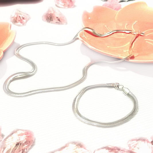 Juego de collar y pulsera plata