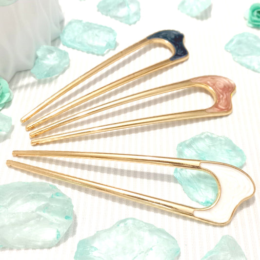 Pasadores para cabello en diferentes colores con dorado