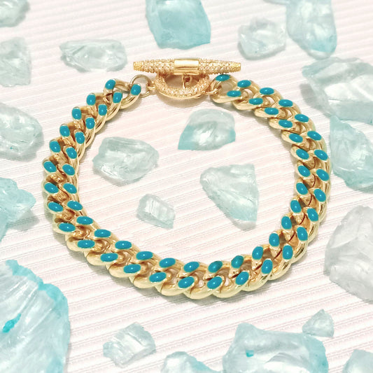 Pulsera Cadena Turquesa Dorada