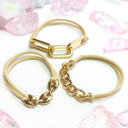 Sujetadores para cabello en cadena dorados